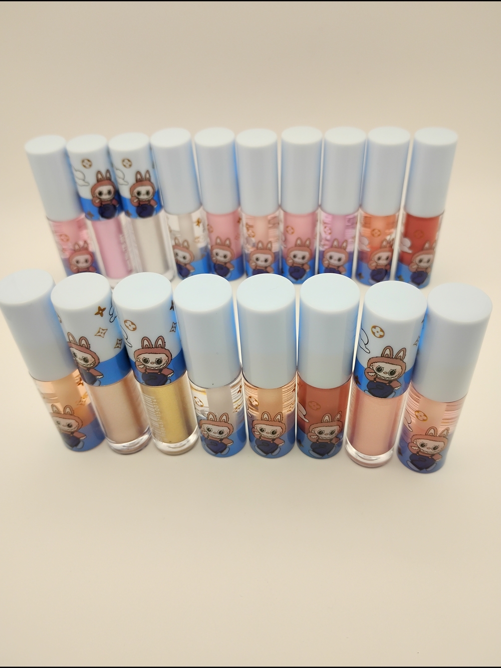 18 Labubu Lip Gloss Set - Assorted Clear Color & Pastel Shades